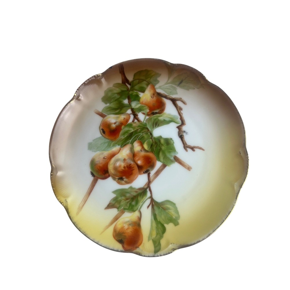 Vintage Hand painted Charlotte JHR Bavaria Porcelain Fruit Pear Plate 8 1/2"